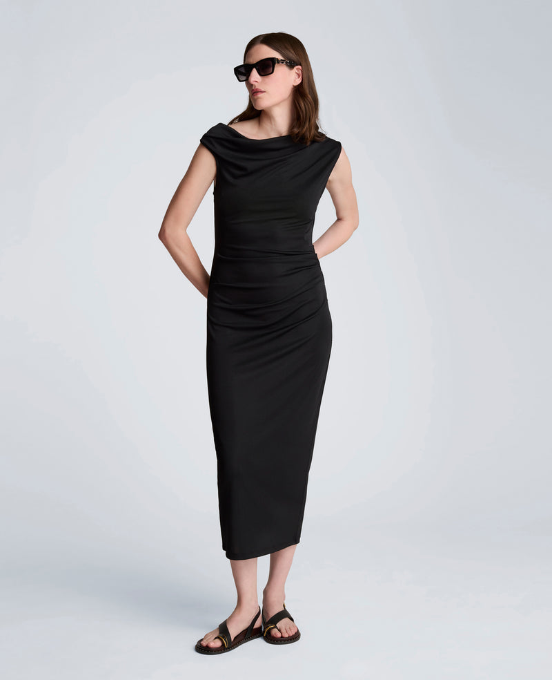 Ruched Waist Midi Off-The-Shoulder Dress Ruched Waist Midi Off-The-Shoulder Dress