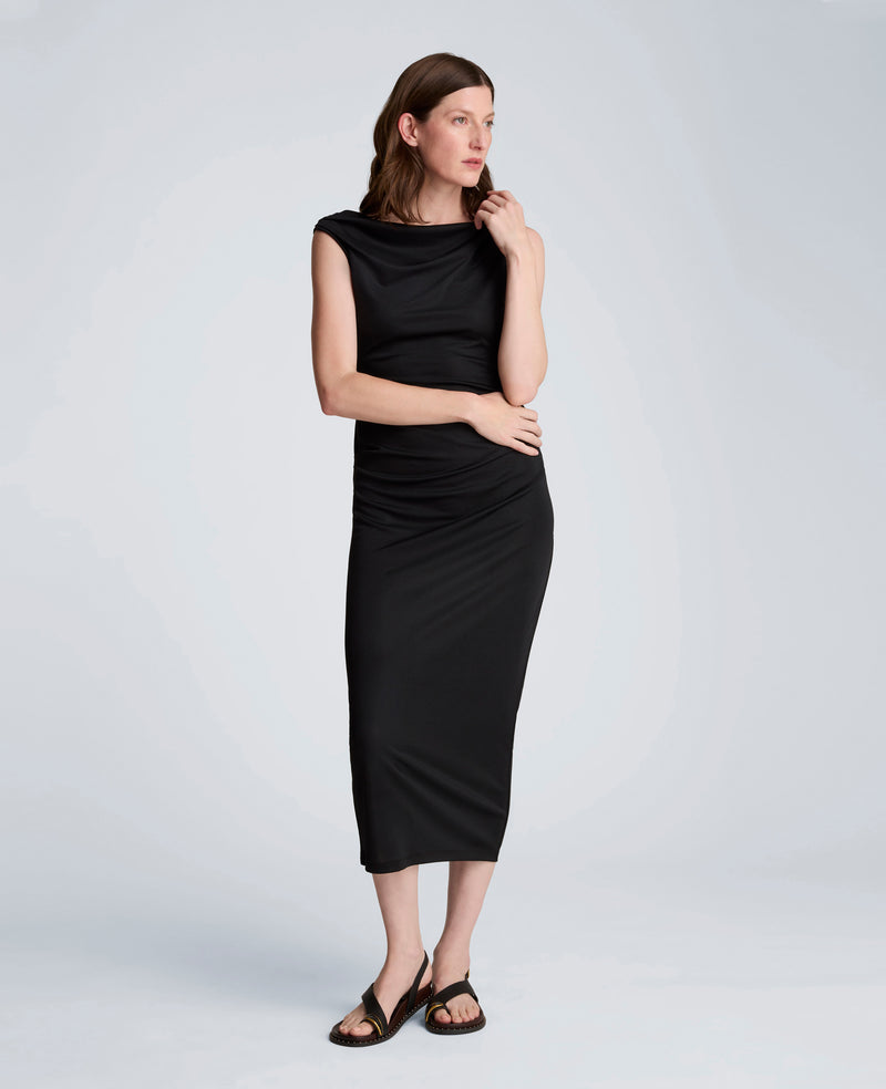 Kenneth Cole - Ruched Waist Midi Off-The-Shoulder Dress WOMENS DRESS for Women