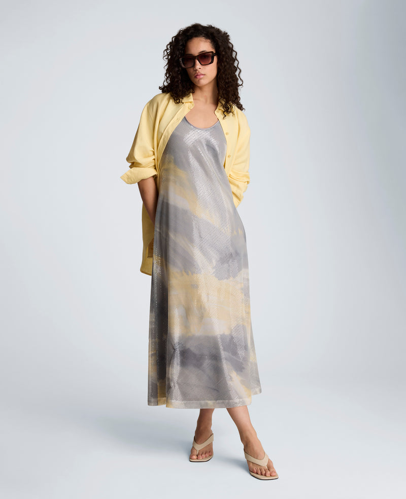 Kenneth Cole - Printed Sequin Mesh Maxi Slip Dress WOMENS DRESS for Women