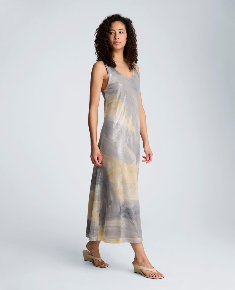 Kenneth Cole - Printed Sequin Mesh Maxi Slip Dress WOMENS DRESS for Women