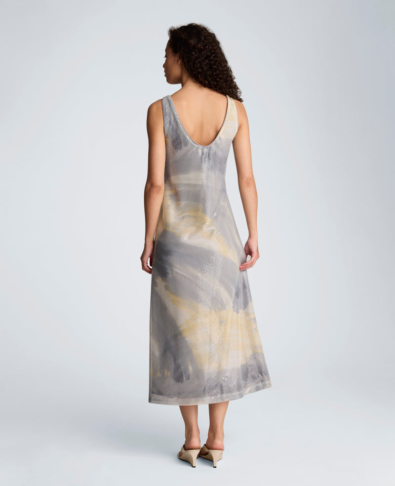 Kenneth Cole - Printed Sequin Mesh Maxi Slip Dress WOMENS DRESS for Women