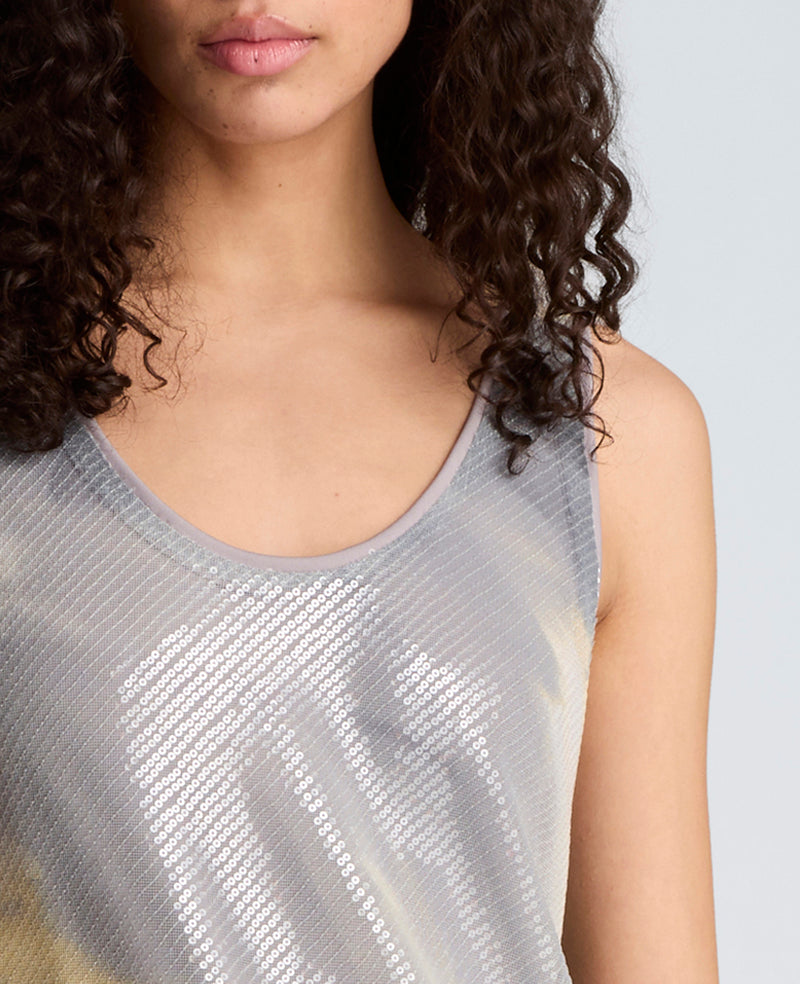 Kenneth Cole - Printed Sequin Mesh Maxi Slip Dress WOMENS DRESS for Women