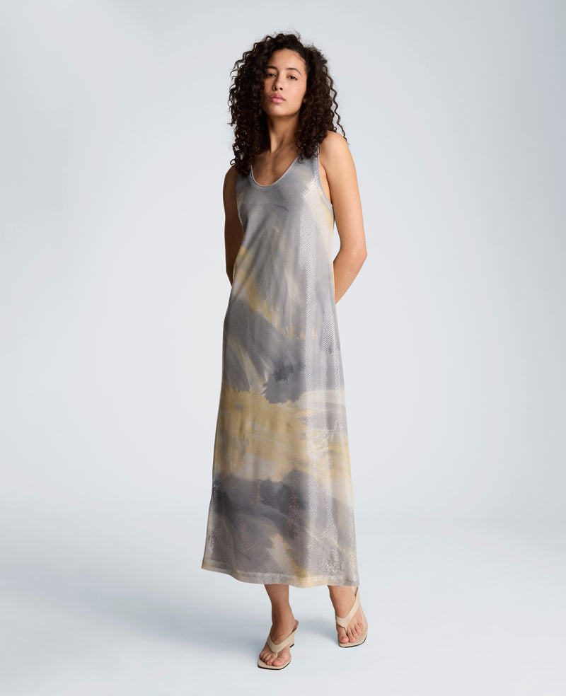 Kenneth Cole - Printed Sequin Mesh Maxi Slip Dress WOMENS DRESS for Women