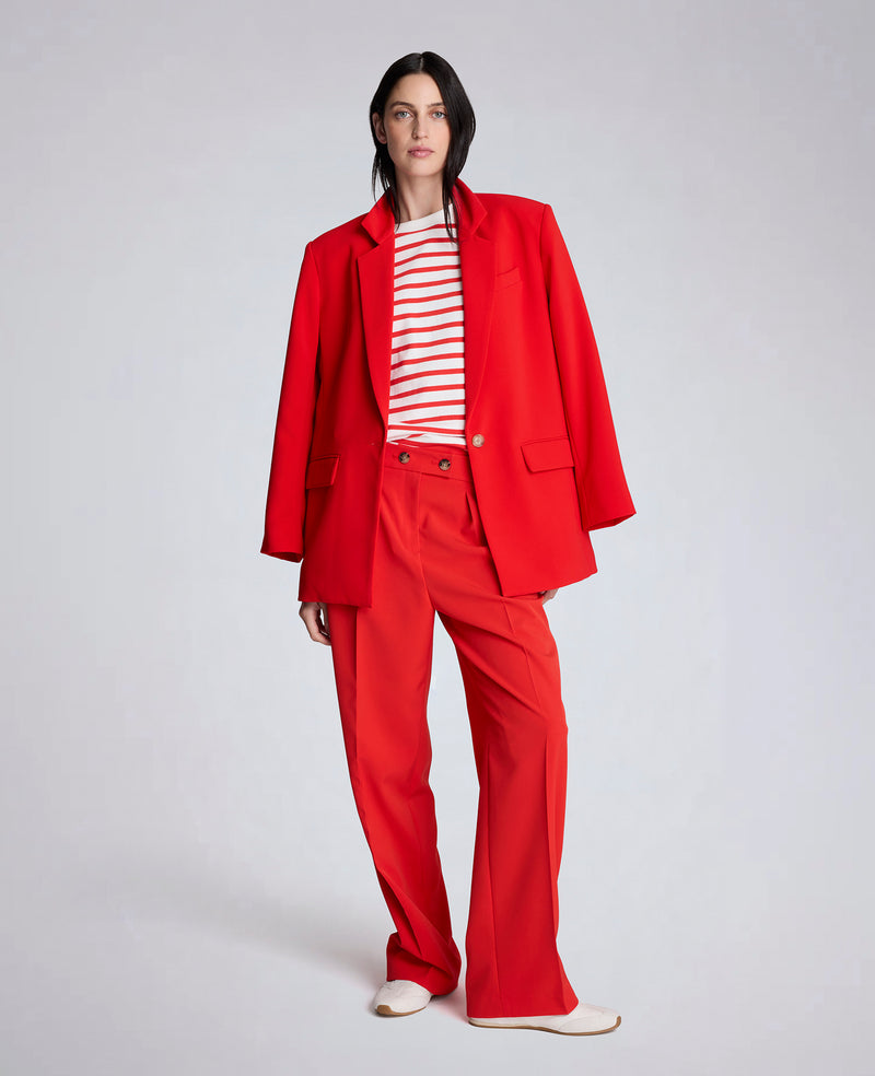 Kenneth Cole - Luxe Twill Fly Front Pleat Crisscross Wide Leg Pant WOMENS PANTS for Women