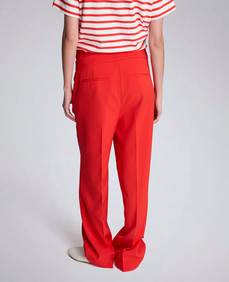 Kenneth Cole - Luxe Twill Fly Front Pleat Crisscross Wide Leg Pant WOMENS PANTS for Women