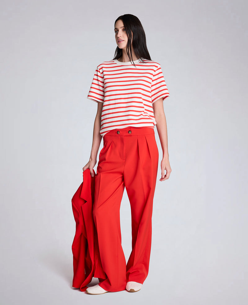 Kenneth Cole - Luxe Twill Fly Front Pleat Crisscross Wide Leg Pant WOMENS PANTS for Women