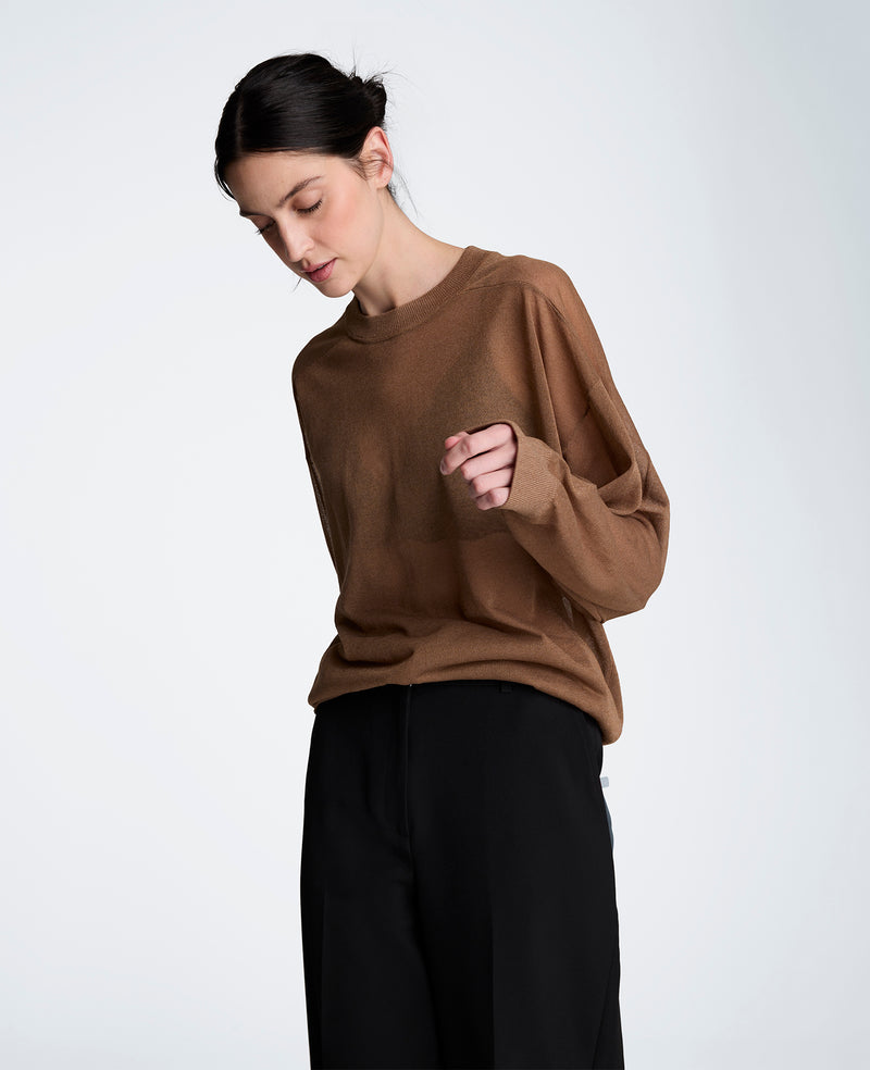 Kenneth Cole - Sheer Crewneck Sweatshirt WOMENS SWEATER for Women