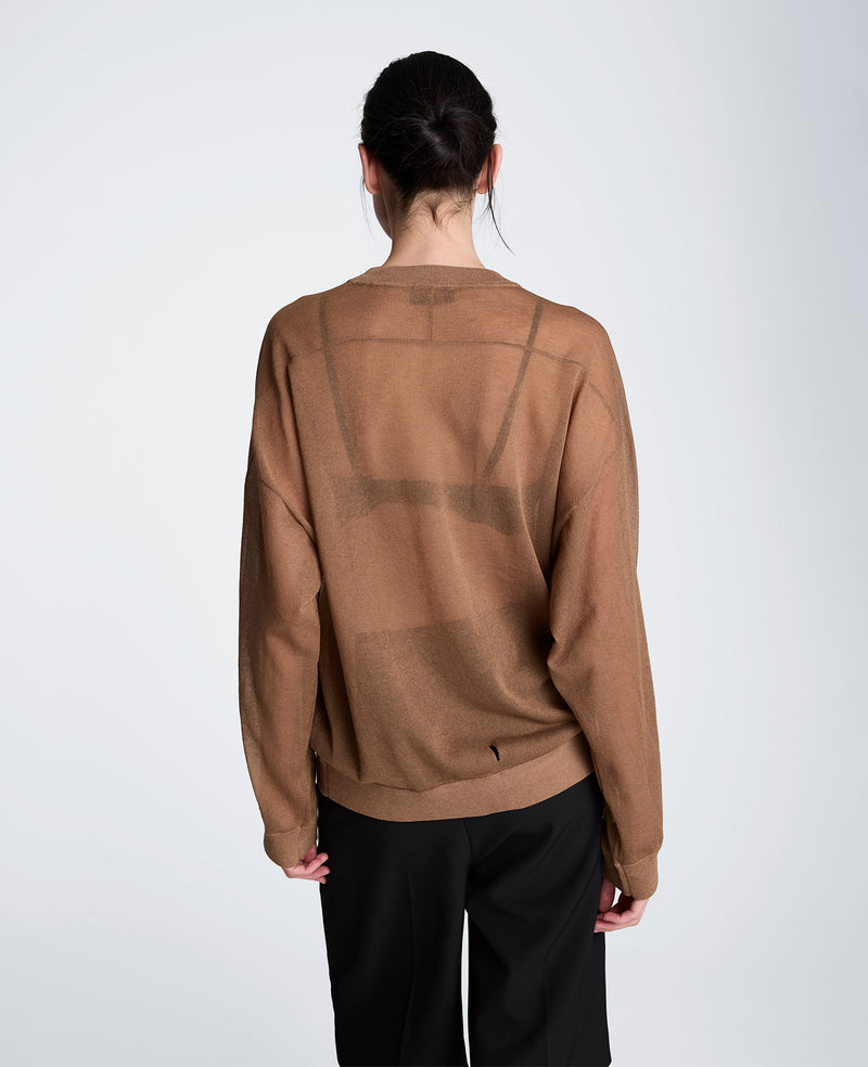 Kenneth Cole - Sheer Crewneck Sweatshirt WOMENS SWEATER for Women