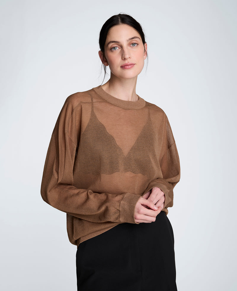 Kenneth Cole - Sheer Crewneck Sweatshirt WOMENS SWEATER for Women