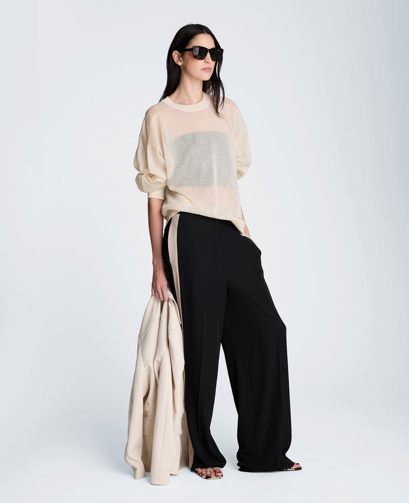 Kenneth Cole - Sheer Crewneck Sweatshirt WOMENS SWEATER for Women