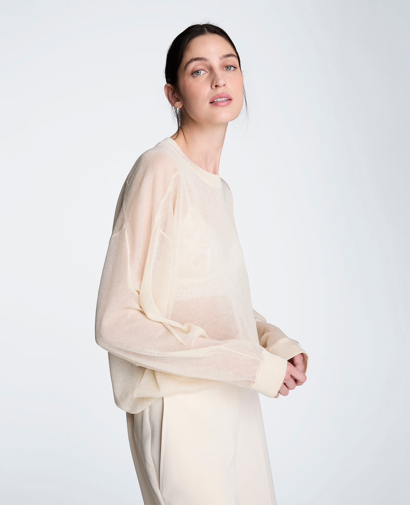 Kenneth Cole - Sheer Crewneck Sweatshirt WOMENS SWEATER for Women