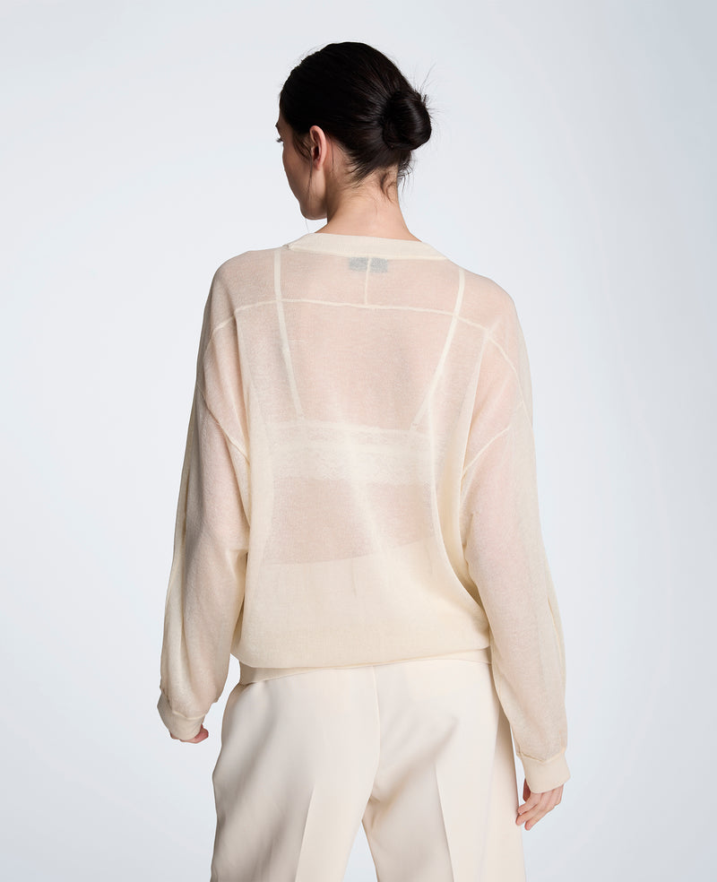 Kenneth Cole - Sheer Crewneck Sweatshirt WOMENS SWEATER for Women