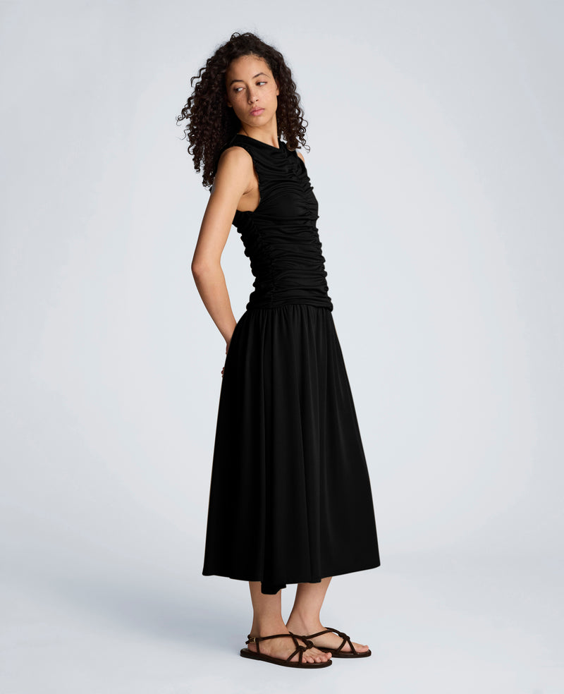 Kenneth Cole Women's Ruched A-Line Midi Dress - Black - Size L Kenneth Cole Women's Ruched A-Line Midi Dress - Black - Size L