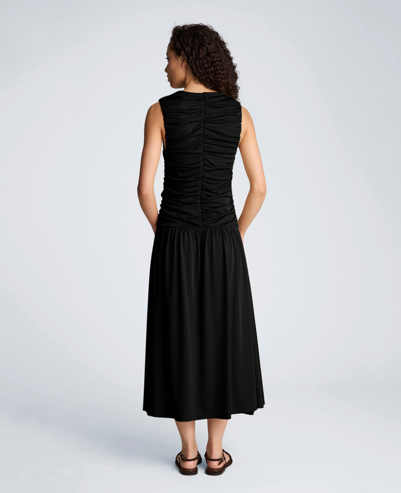 Kenneth Cole Women's Ruched A-Line Midi Dress - Black - Size L Kenneth Cole Women's Ruched A-Line Midi Dress - Black - Size L