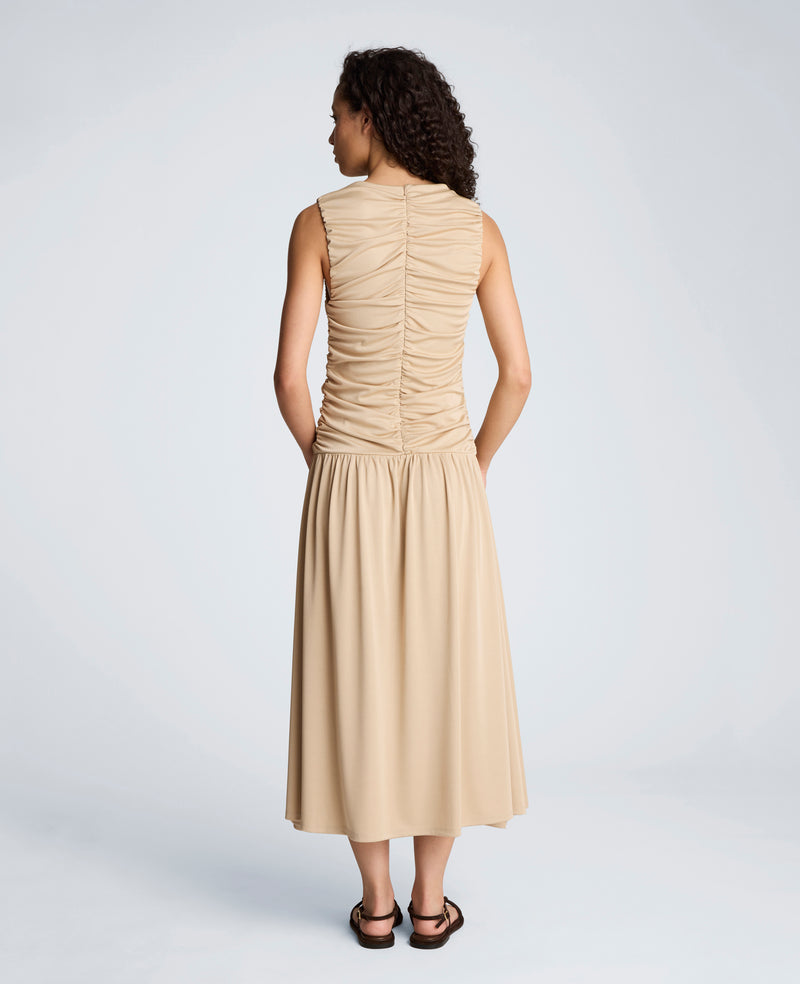 ruched back midi dress Light Blue Midi Summer Dress with Strappy Open Back Light Blue / Large