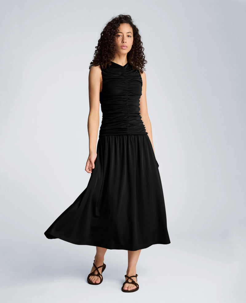 Kenneth Cole - Drawstring Ruched A-Line Midi Milano Jersey Dress WOMENS DRESS for Women