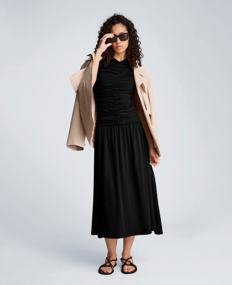 a line jersey midi dress Jimena A-Line Jersey Tank Dress Olive Brown / M
