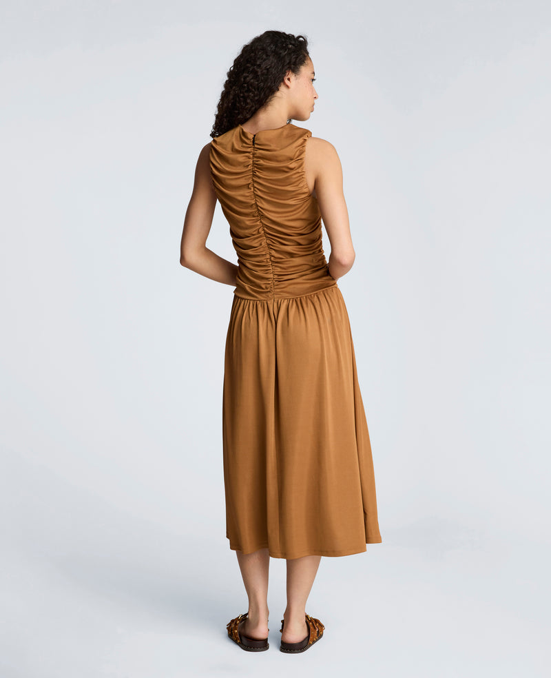 Kenneth Cole Women's Ruched A-Line Midi Dress - Soft Cocoa Kenneth Cole Women's Ruched A-Line Midi Dress - Soft Cocoa