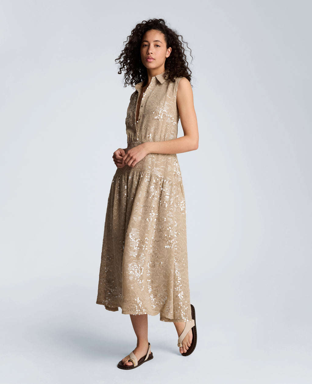 Kenneth Cole - Curved Yoke Midi Shirt Dress WOMENS DRESS for Women 