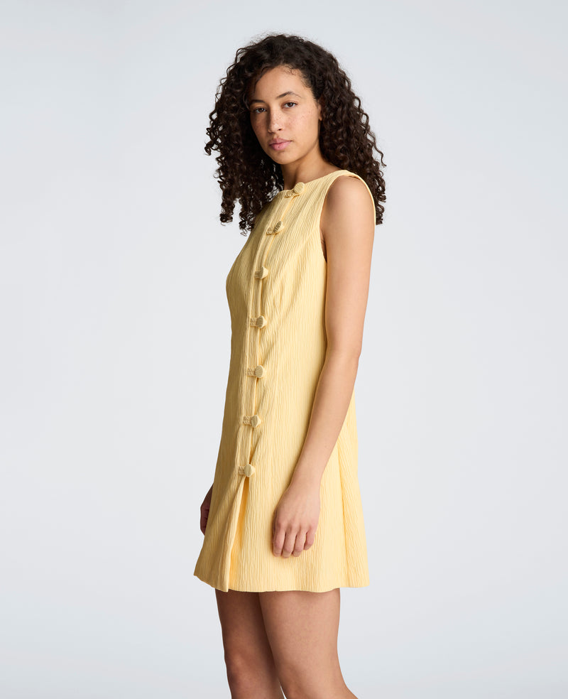 Kenneth Cole Women's Boat Neck Button Front Sheath Short Dress - Pastel Yellow