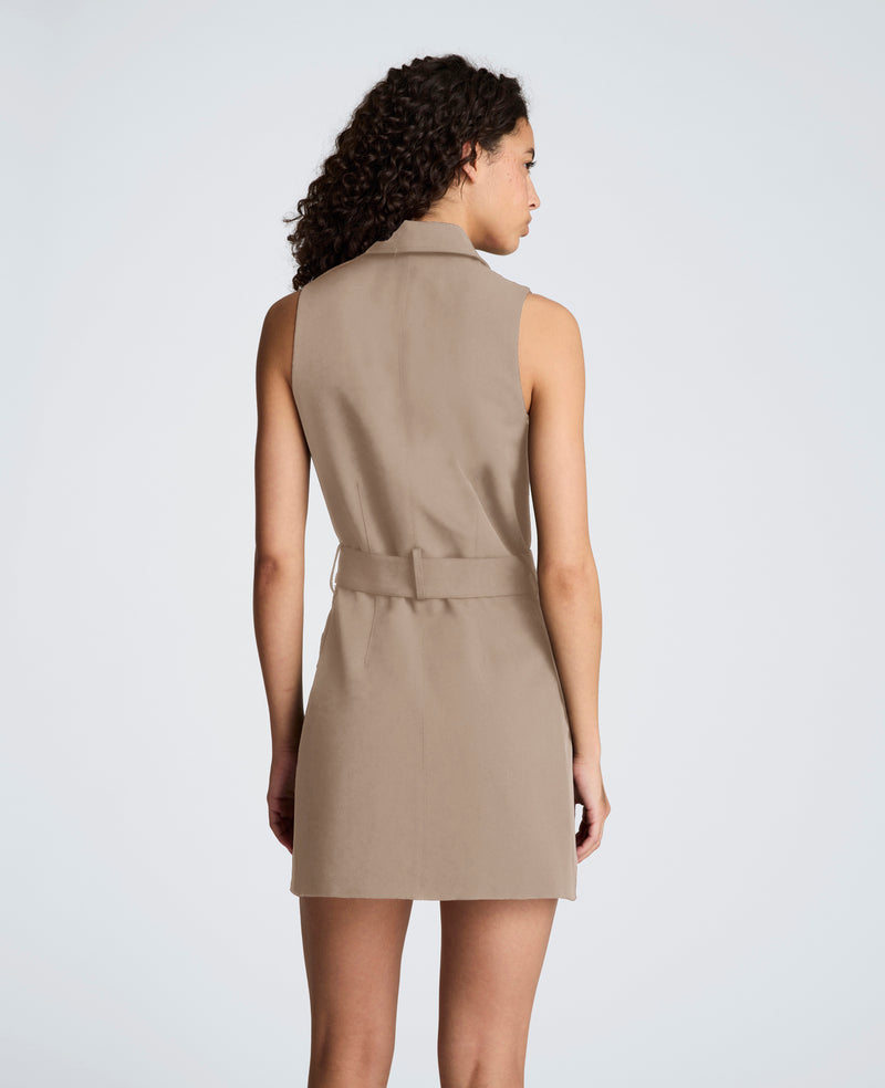brown utility dress SLEEVELESS UTILITY MIDI SHIRT DRESS - OCHRE