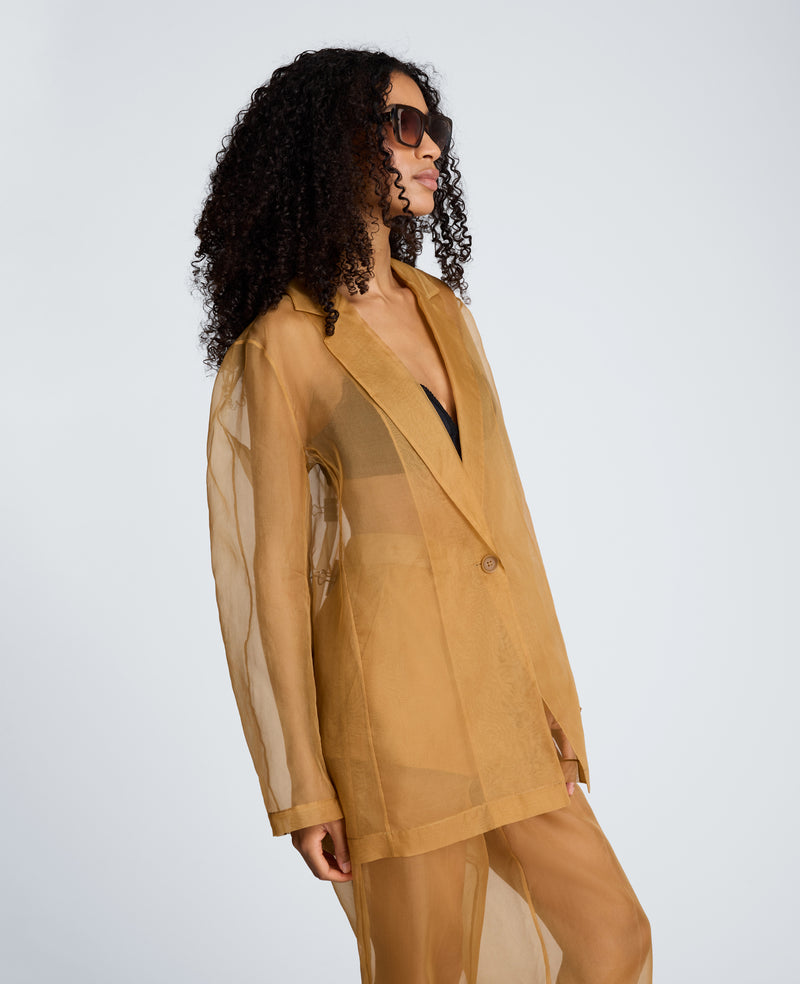 Kenneth Cole - One Button Jacket with Notch Collar Organza WOMENS JACKET for Women