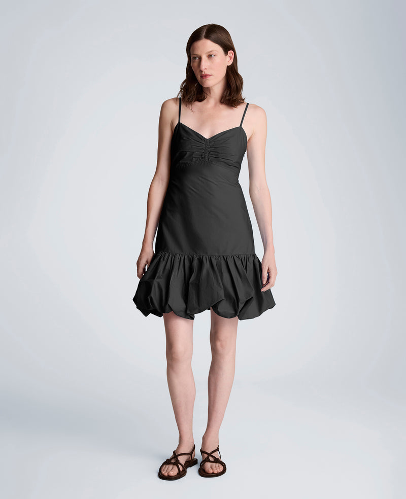 black flounce dress Shani Collection Crepe Dress with Flounce Hem in Black Size 14