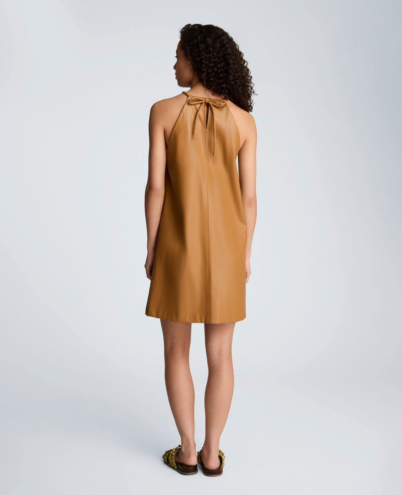 Kenneth Cole | Gathered Halter Neck Mini Dress in SOFT COCOA, Size: 10 Kenneth Cole | Gathered Halter Neck Mini Dress in SOFT COCOA, Size: 10