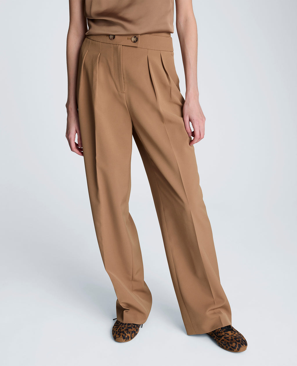Kenneth Cole - Fly Front Crisscross Wide Leg Faux Double Waistband Pant WOMENS PANTS for Women 