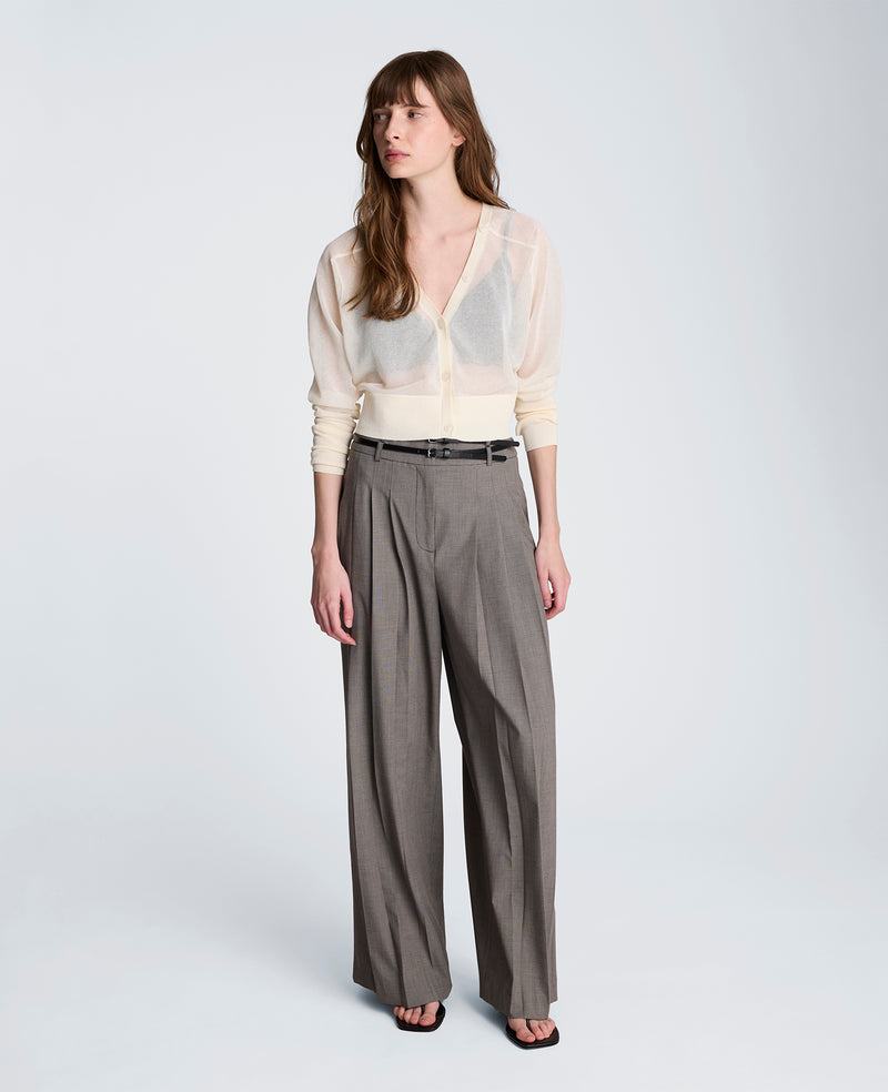 Kenneth Cole - Fly Front High Rise  Wide Leg Double Belted Pant WOMENS PANTS for Women