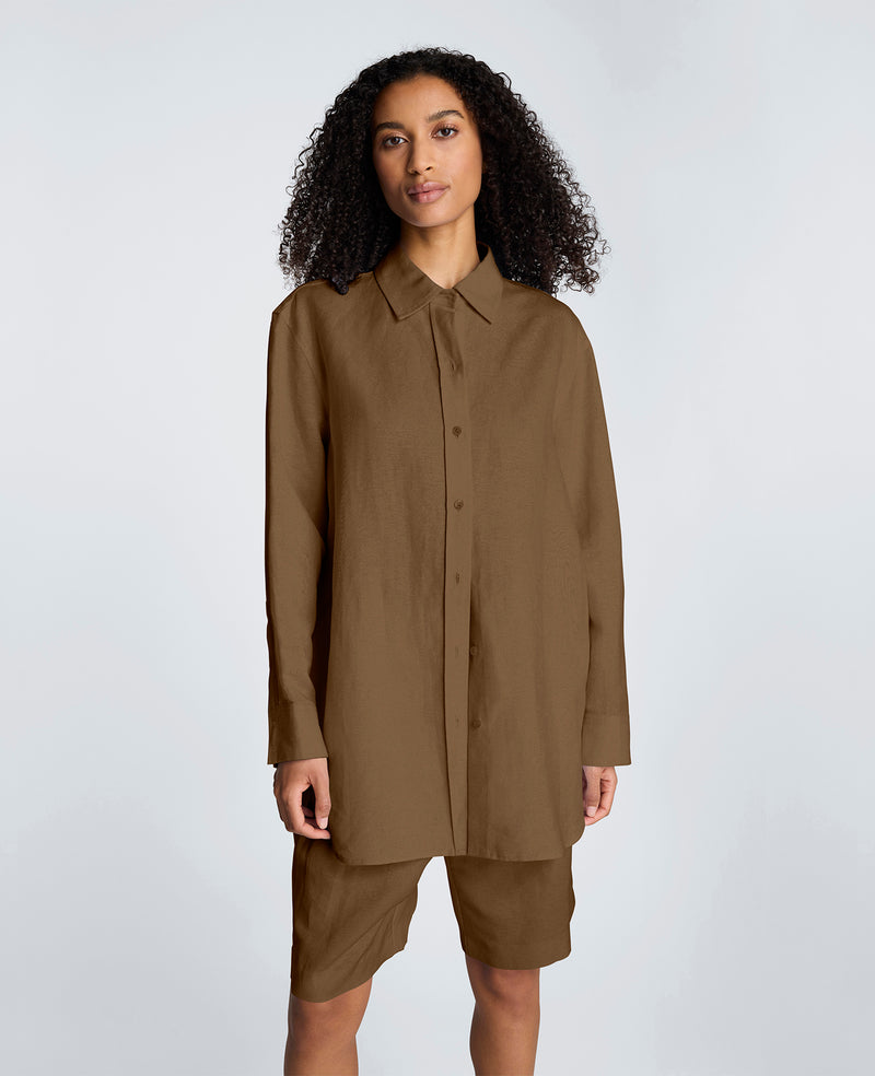 Kenneth Cole - Drop Shoulder Button Front Boyfriend Shirt WOMENS SHIRTS for Women