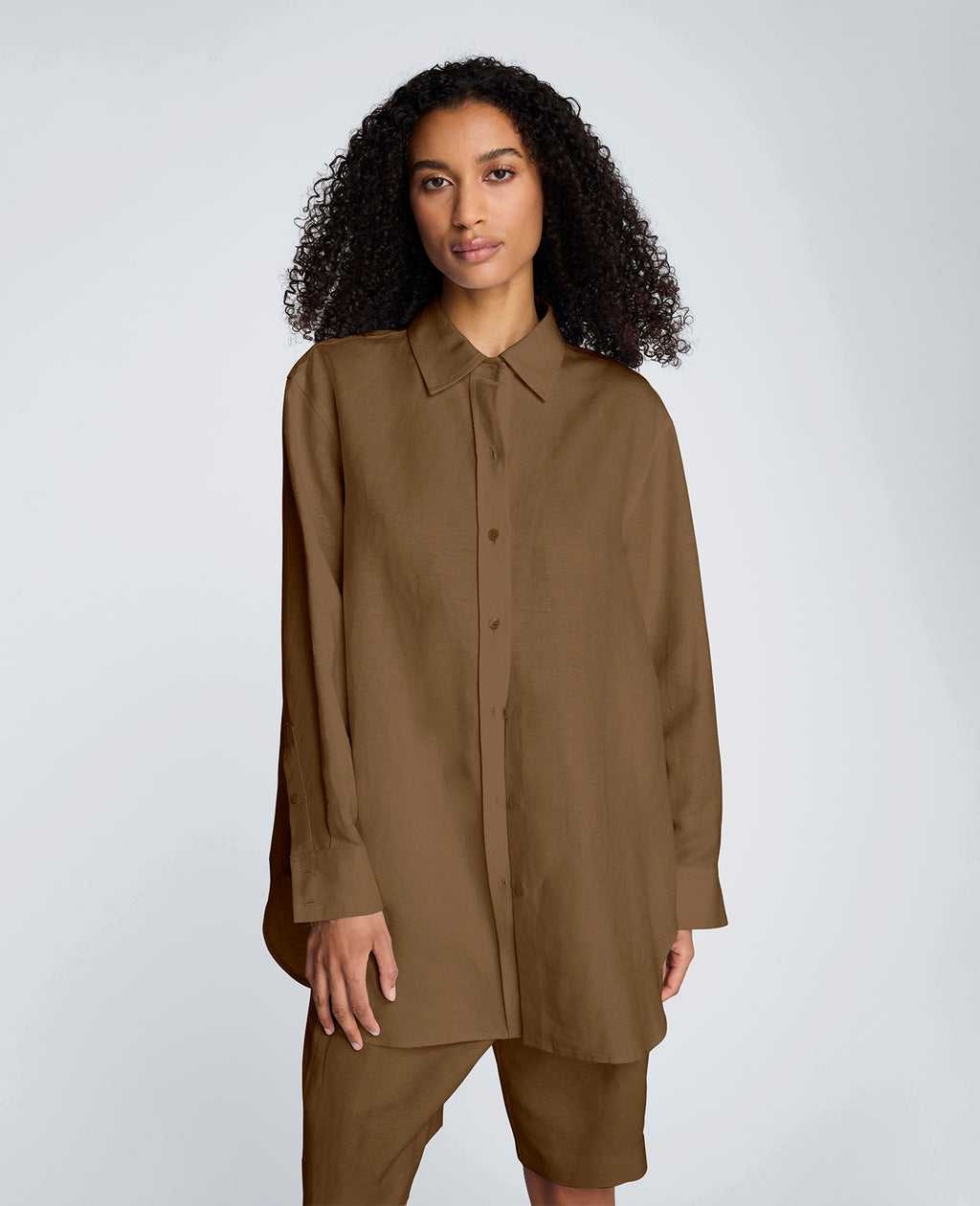 Kenneth Cole - Drop Shoulder Button Front Boyfriend Shirt WOMENS SHIRTS for Women 