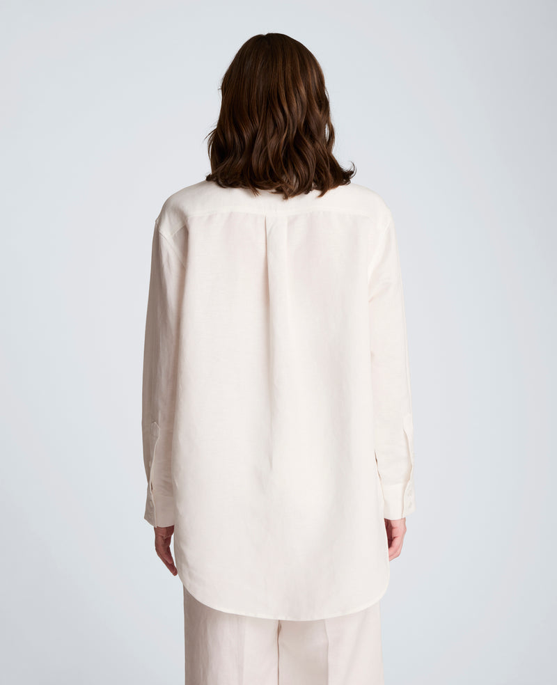 Kenneth Cole - Refined Linen Drop Shoulder Button Front Boyfriend Shirt WOMENS SHIRTS for Women