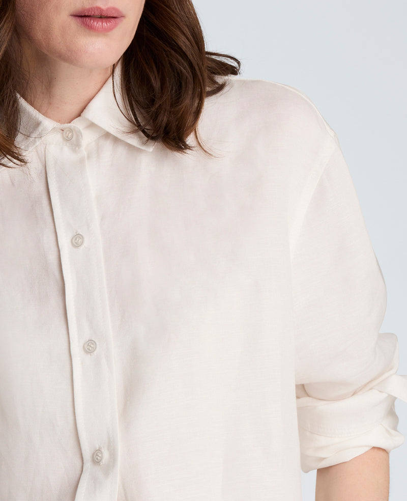Kenneth Cole - Refined Linen Drop Shoulder Button Front Boyfriend Shirt WOMENS SHIRTS for Women