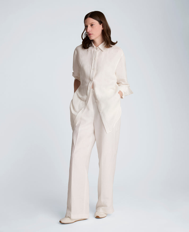 Kenneth Cole - Refined Linen Drop Shoulder Button Front Boyfriend Shirt WOMENS SHIRTS for Women