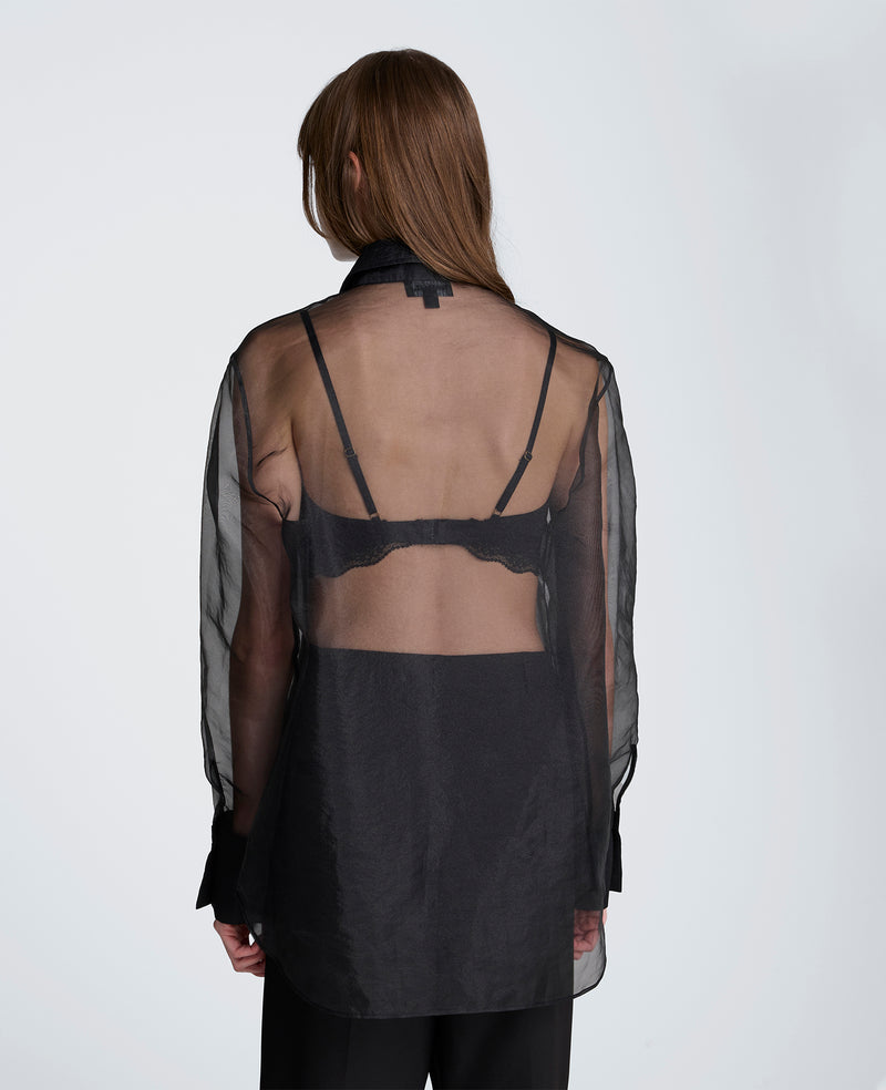 Kenneth Cole - Oversized Button Front Sheer Organza Shirt with Long Sleeves WOMENS SHIRTS for Women