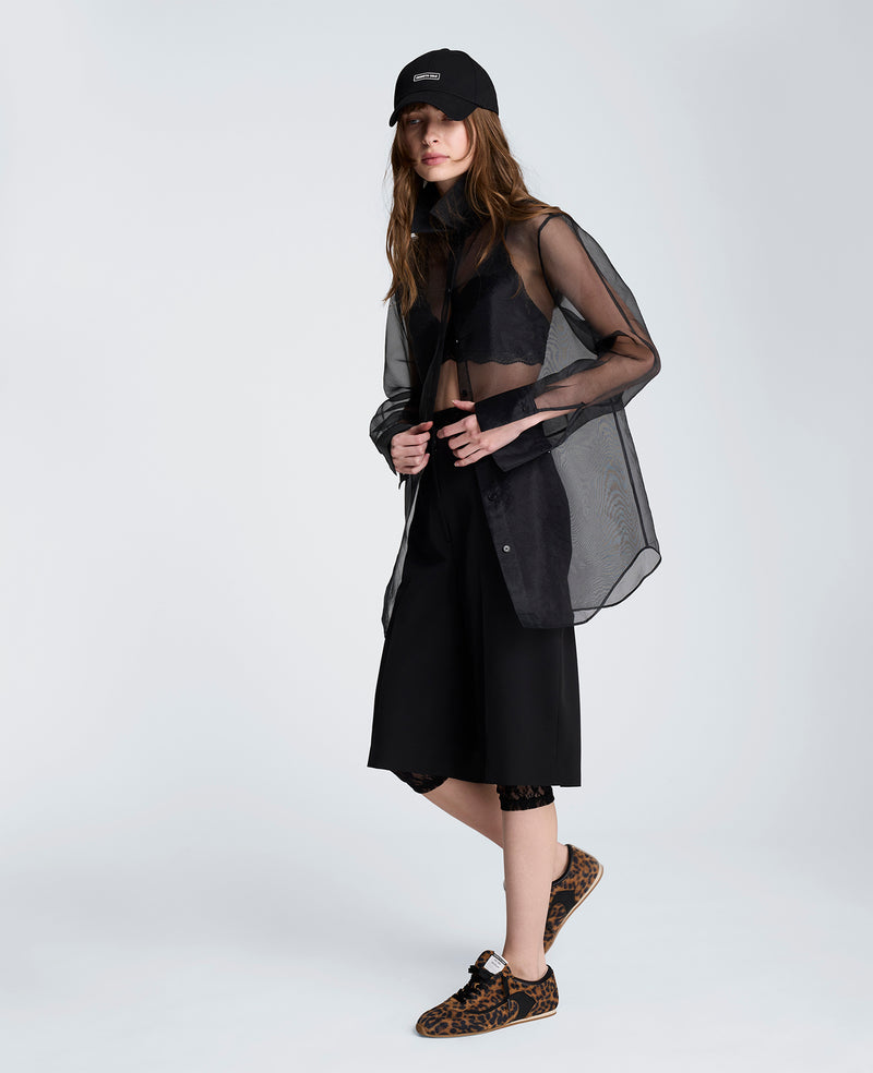 Kenneth Cole - Oversized Button Front Sheer Organza Shirt with Long Sleeves WOMENS SHIRTS for Women