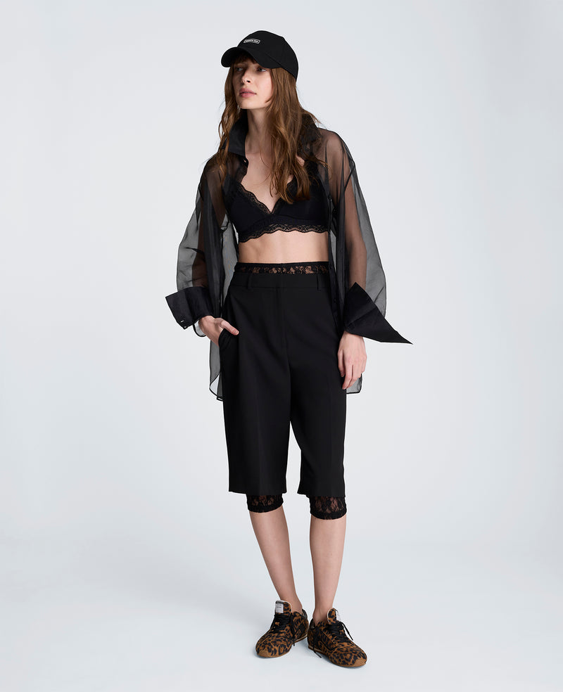 Kenneth Cole - Oversized Button Front Sheer Organza Shirt with Long Sleeves WOMENS SHIRTS for Women