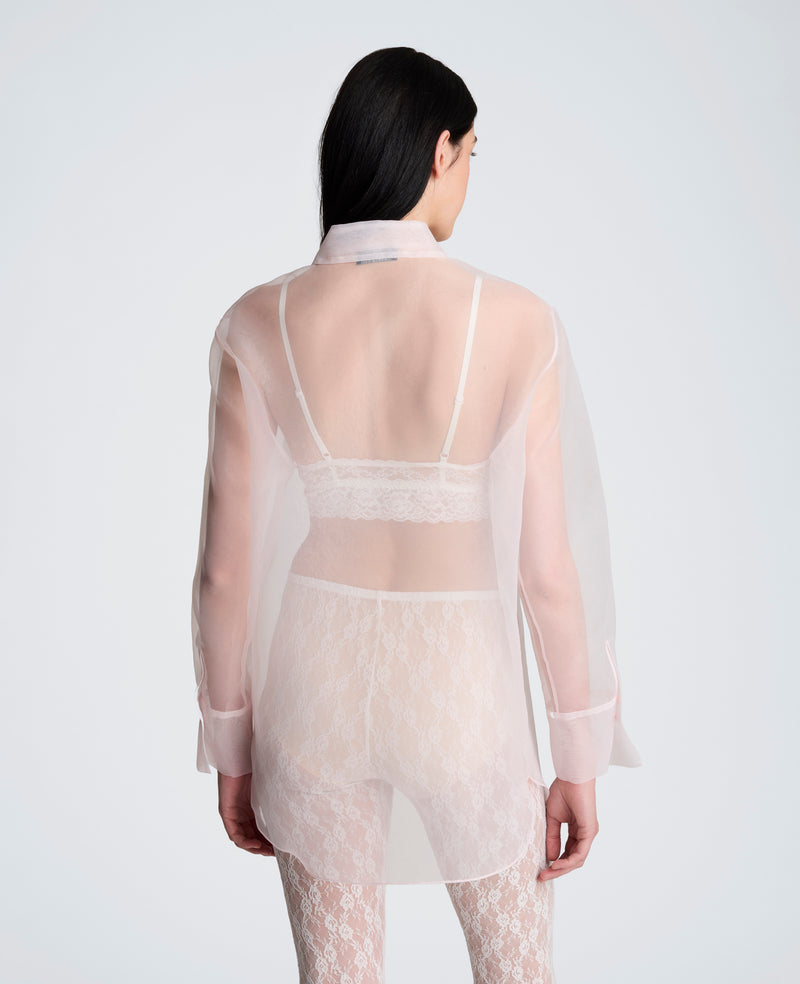 Kenneth Cole - Sheer Organza Oversized Button Front Long Sleeve Shirt WOMENS SHIRTS for Women