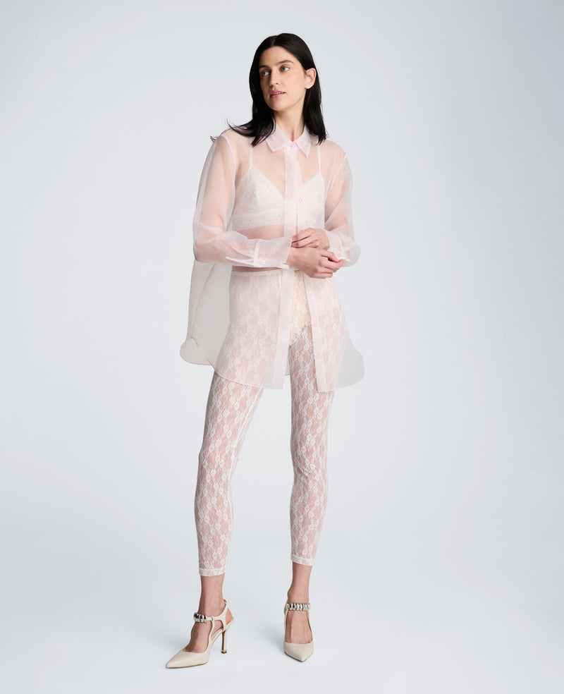 Kenneth Cole - Sheer Organza Oversized Button Front Long Sleeve Shirt WOMENS SHIRTS for Women