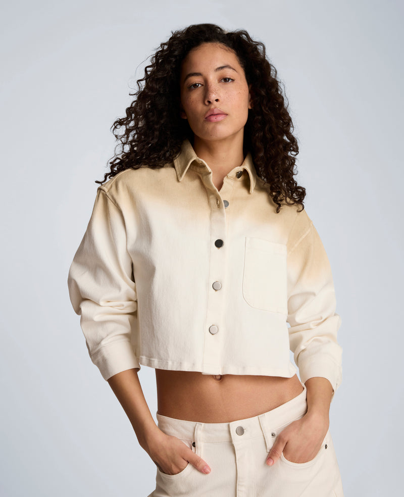 Kenneth Cole - Gradient Oversized Cropped Shacket in Comfort Stretch Denim WOMENS JACKET for Women