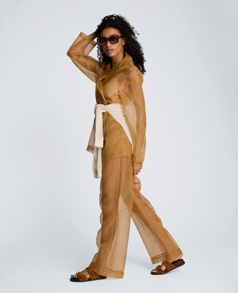 Kenneth Cole - Fly Front High Rise Sheer Wide Leg Pant WOMENS PANTS for Women