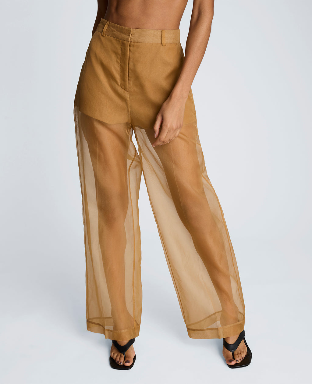 Kenneth Cole - Fly Front High Rise Sheer Wide Leg Pant WOMENS PANTS for Women 