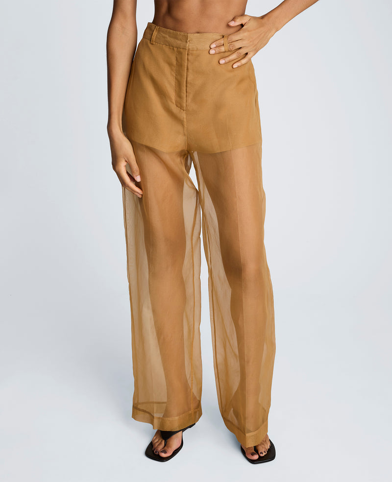 Kenneth Cole - Fly Front High Rise Sheer Wide Leg Pant WOMENS PANTS for Women