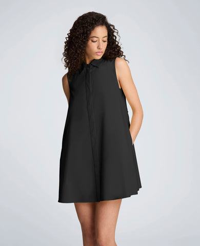 black poplin dress Women's Utility Midi Shirtdress Petite Size L Lapel collar ZW COLLECTION POPLIN MINI DRESS