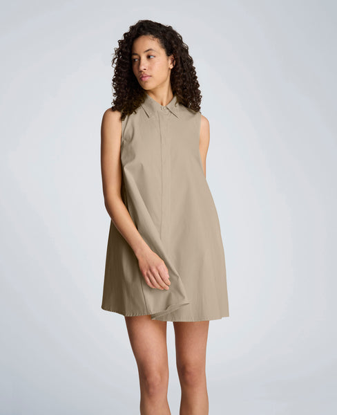 Kenneth Cole Women's Sleeveless Trapeze Mini Shirtdress, 4, Cotton