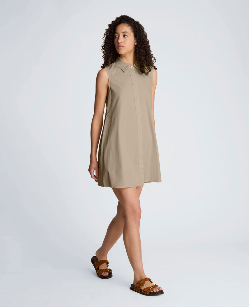 Kenneth Cole Women's Sleeveless Trapeze Mini Shirtdress, 4, Cotton