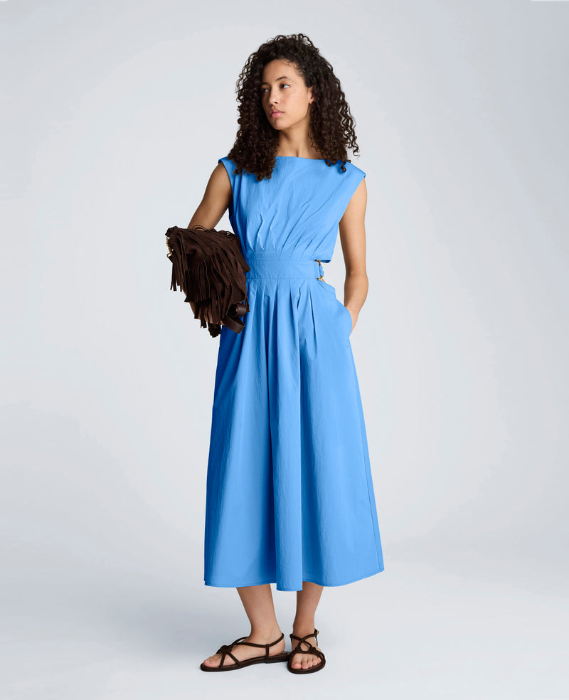 Kenneth Cole - Cotton Poplin Sleeveless D-Rings Tie Midi Dress WOMENS DRESS for Women