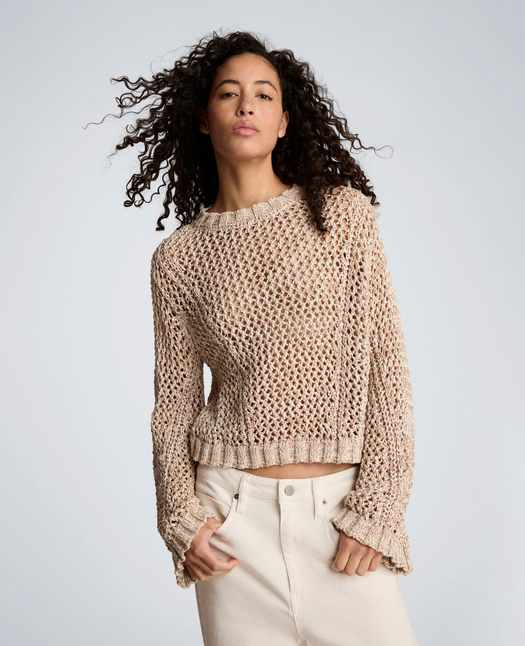 Kenneth Cole - Two Tone Open Stitch Pullover WOMENS SWEATER for Women 