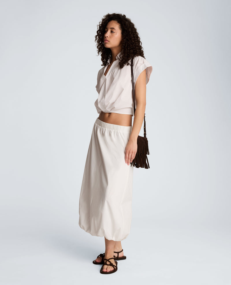 【MELT THE LADY】layered cropped shirt xxxiticat Women's Front Tie Up Crop Top Shirt Long Sleeve Lace Up